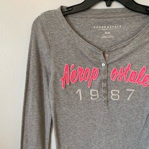 Aeropostale Womens Long Sleeve Henley Shirt